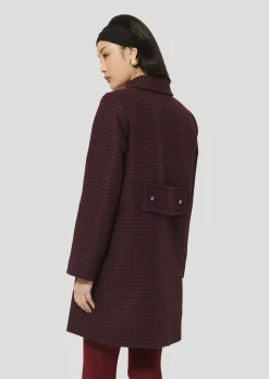 Manteau Marceau bordeaux en pied de coq
