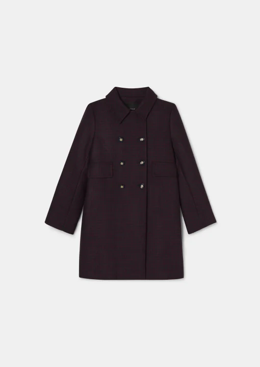 Manteau Marceau bordeaux en pied de coq