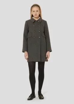 Manteau Marceau en drap caban gris