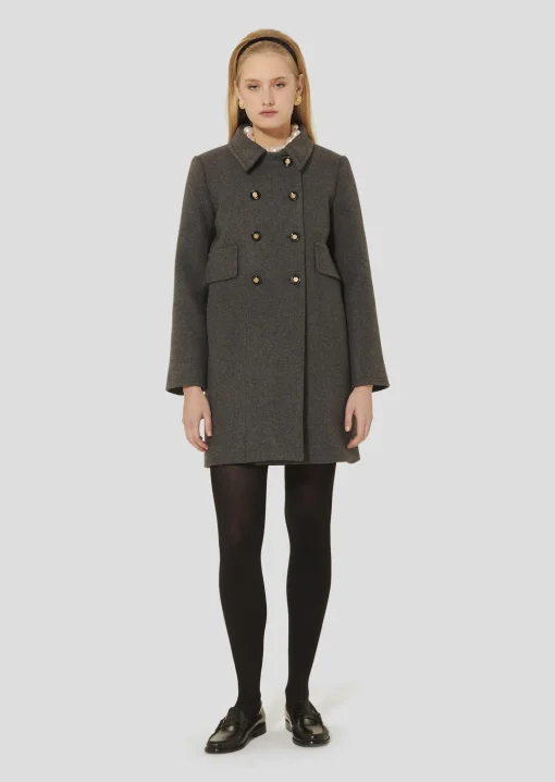 Manteau Marceau en drap caban gris