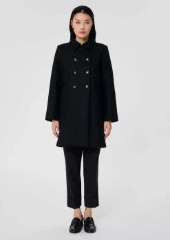 Manteau Marceau en drap caban noir