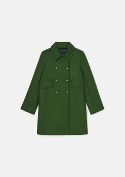Manteau Marceau en drap caban vert