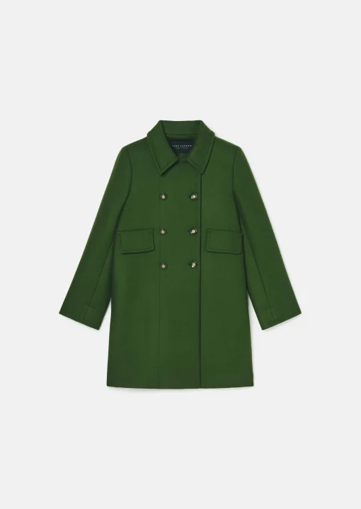 Manteau Marceau en drap caban vert