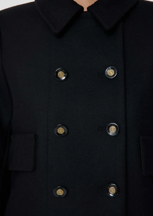Manteau Marceau en drap caban noir