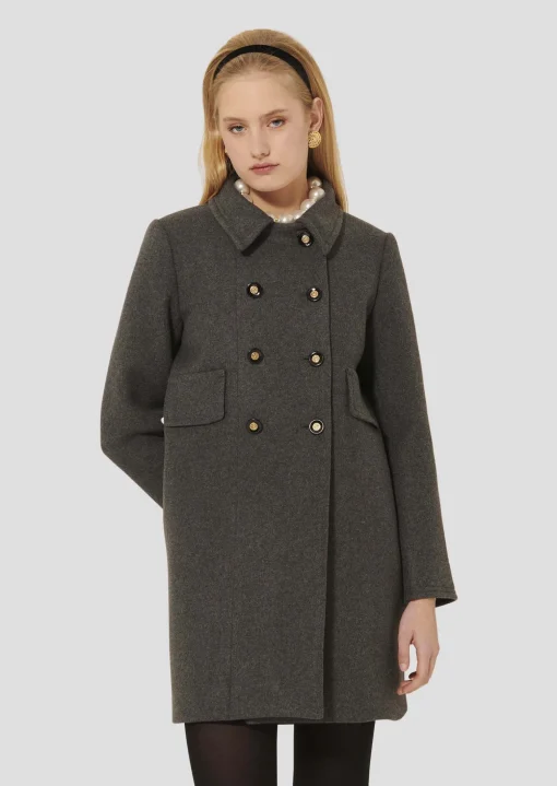 Manteau Marceau en drap caban gris