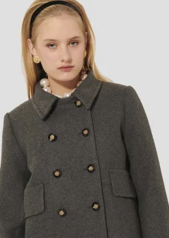 Manteau Marceau en drap caban gris
