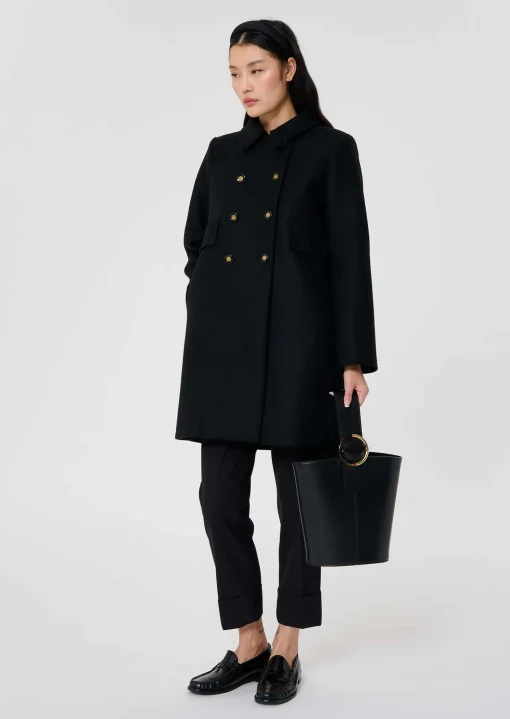Manteau Marceau en drap caban noir