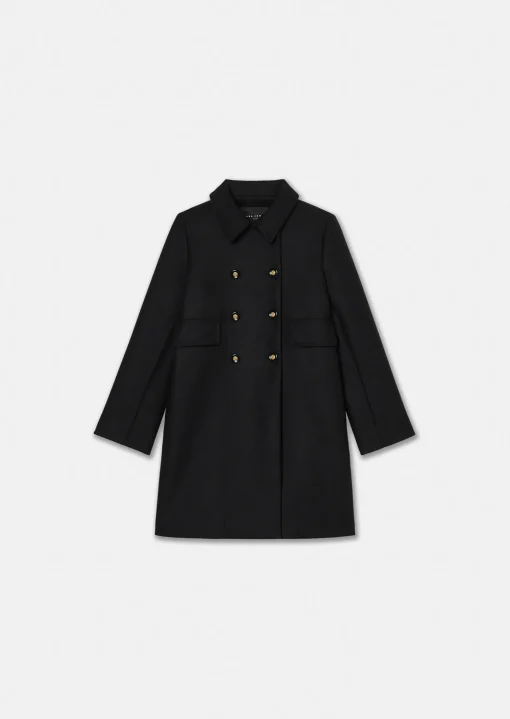 Manteau Marceau en drap caban noir