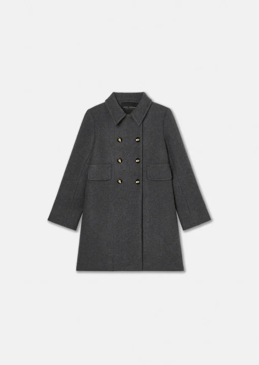 Manteau Marceau en drap caban gris