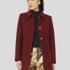 Manteau Marley bordeaux en drap caban