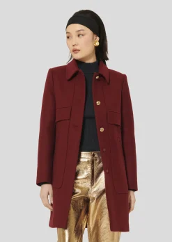Manteau Marley bordeaux en drap caban