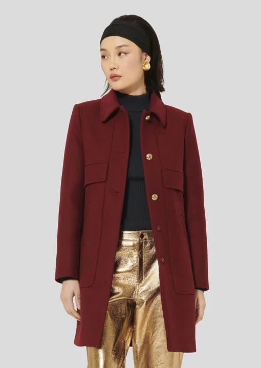 Manteau Marley bordeaux en drap caban