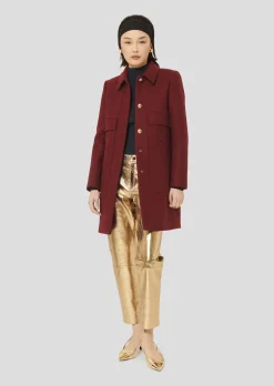 Manteau Marley bordeaux en drap caban
