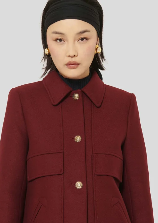 Manteau Marley bordeaux en drap caban