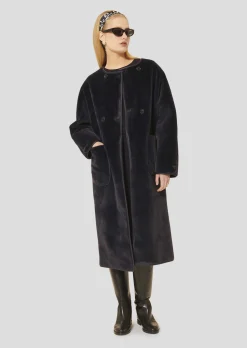 Manteau Marta bleu nuit en fausse fourrure