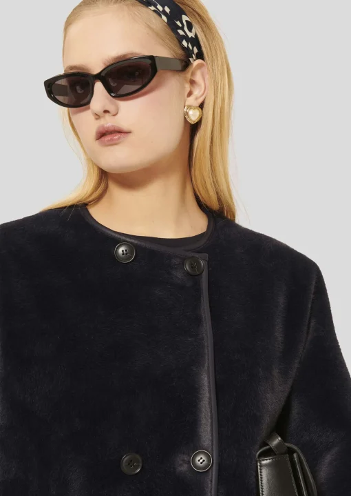 Manteau Marta bleu nuit en fausse fourrure