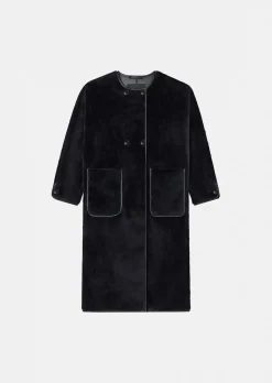 Manteau Marta bleu nuit en fausse fourrure