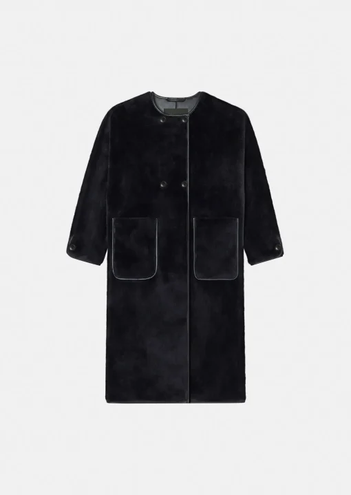 Manteau Marta bleu nuit en fausse fourrure
