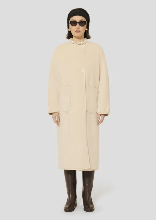Manteau Marta écru en fausse fourrure