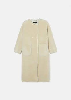 Manteau Marta écru en fausse fourrure