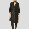 Manteau Martin noir en satin duchesse