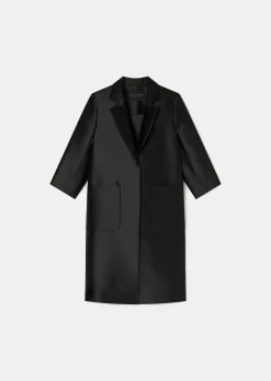 Manteau Martin noir en satin duchesse