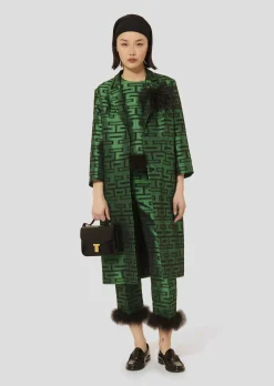 Manteau Martin vert imprimé graphique