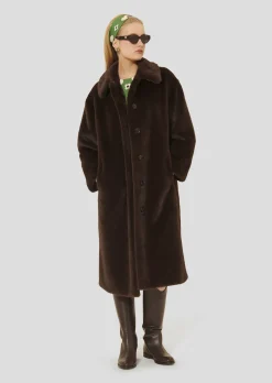 Manteau Melrand marron en fausse fourrure