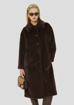 Manteau Melrand marron en fausse fourrure