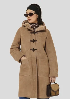 Manteau Montana marron en peau lainée