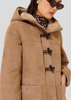 Manteau Montana marron en peau lainée