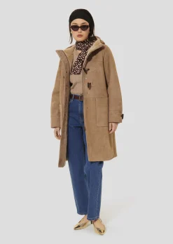 Manteau Montana marron en peau lainée