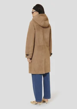 Manteau Montana marron en peau lainée