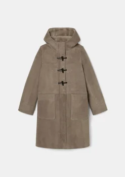 Manteau Montana marron en peau lainée