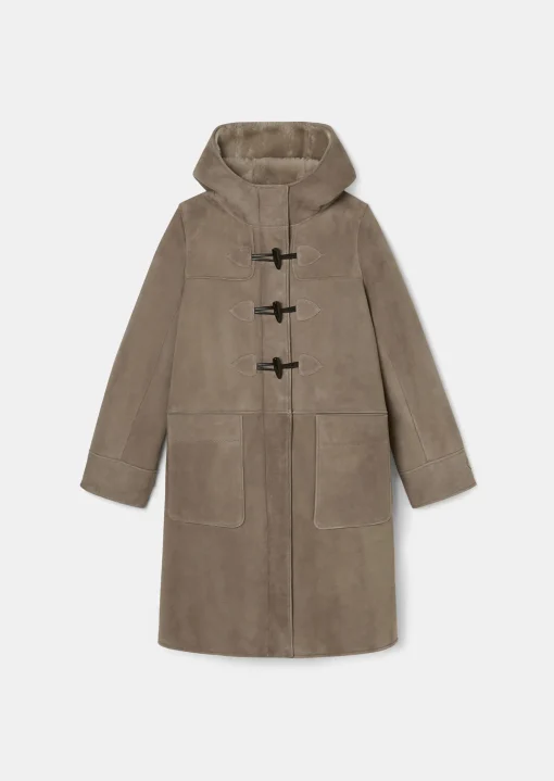 Manteau Montana marron en peau lainée