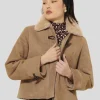 Manteau Moritz marron en peau lainée