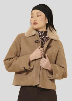 Manteau Moritz marron en peau lainée