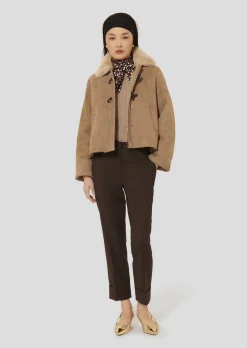 Manteau Moritz marron en peau lainée