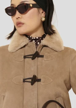 Manteau Moritz marron en peau lainée