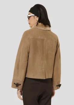 Manteau Moritz marron en peau lainée