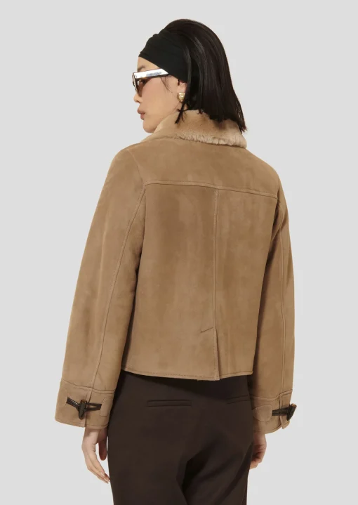 Manteau Moritz marron en peau lainée