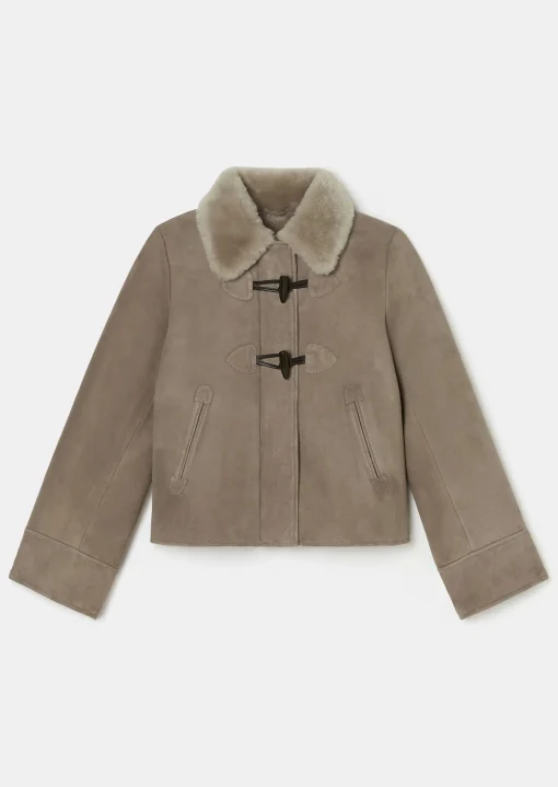 Manteau Moritz marron en peau lainée