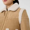 Manteau Muse marron en peau lainée