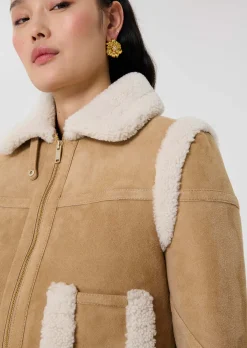 Manteau Muse marron en peau lainée
