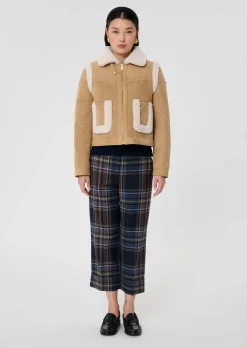 Manteau Muse marron en peau lainée