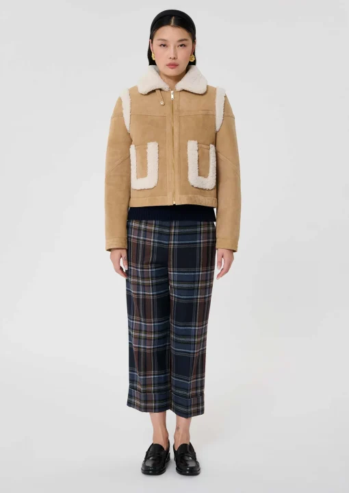 Manteau Muse marron en peau lainée