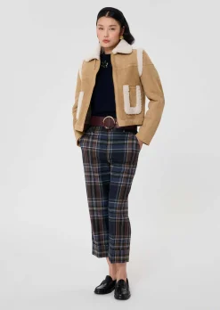 Manteau Muse marron en peau lainée