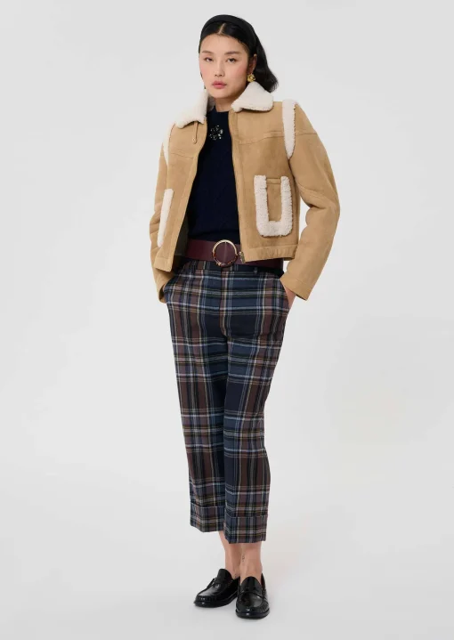 Manteau Muse marron en peau lainée