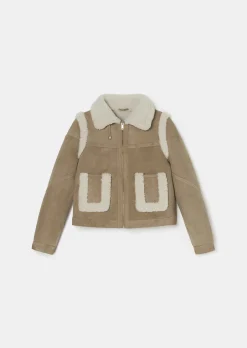 Manteau Muse marron en peau lainée