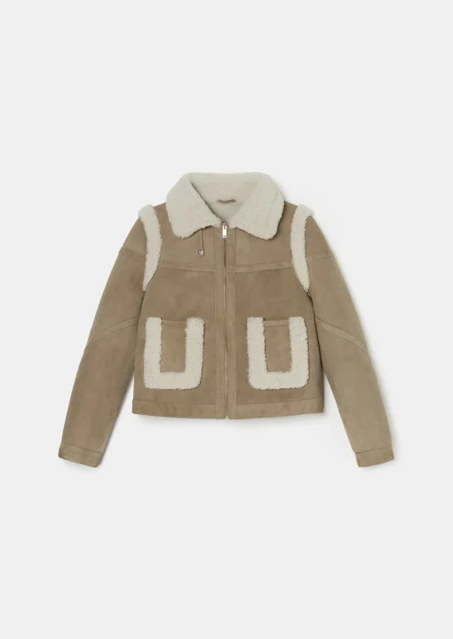 Manteau Muse marron en peau lainée